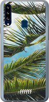 Samsung Galaxy A20s Hoesje Transparant TPU Case - Palms #ffffff