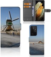 Smartphone Hoesje Geschikt voor Samsung Galaxy S21 Ultra Boekhoesje Tekst Schaatsers