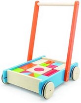 Pintoy Baby Walker Duwwagen met Blokken - Speelgoed - Duwwagens/Blokkenwagens