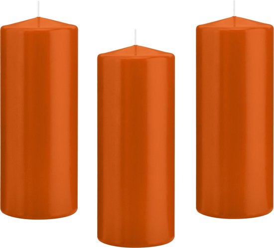 12x Oranje cilinderkaarsen/stompkaarsen 8 x 20 cm 119 branduren - Geurloze kaarsen oranje - Stompkaarsen