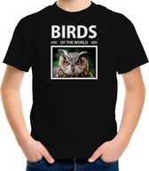 Dieren foto t-shirt Uil - zwart - kinderen - birds of the world - cadeau shirt Oehoe uilen liefhebber XL (158-164)