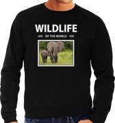 Dieren foto sweater Olifant - zwart - heren - wildlife of the world - cadeau trui Olifanten liefhebber XL