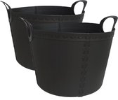 Set van 2x stuks flexibele kuip emmer/wasmand zwart 40 liter - Speelgoed opbergmanden