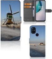 Smartphone Hoesje OnePlus Nord N10 Boekhoesje Tekst Schaatsers