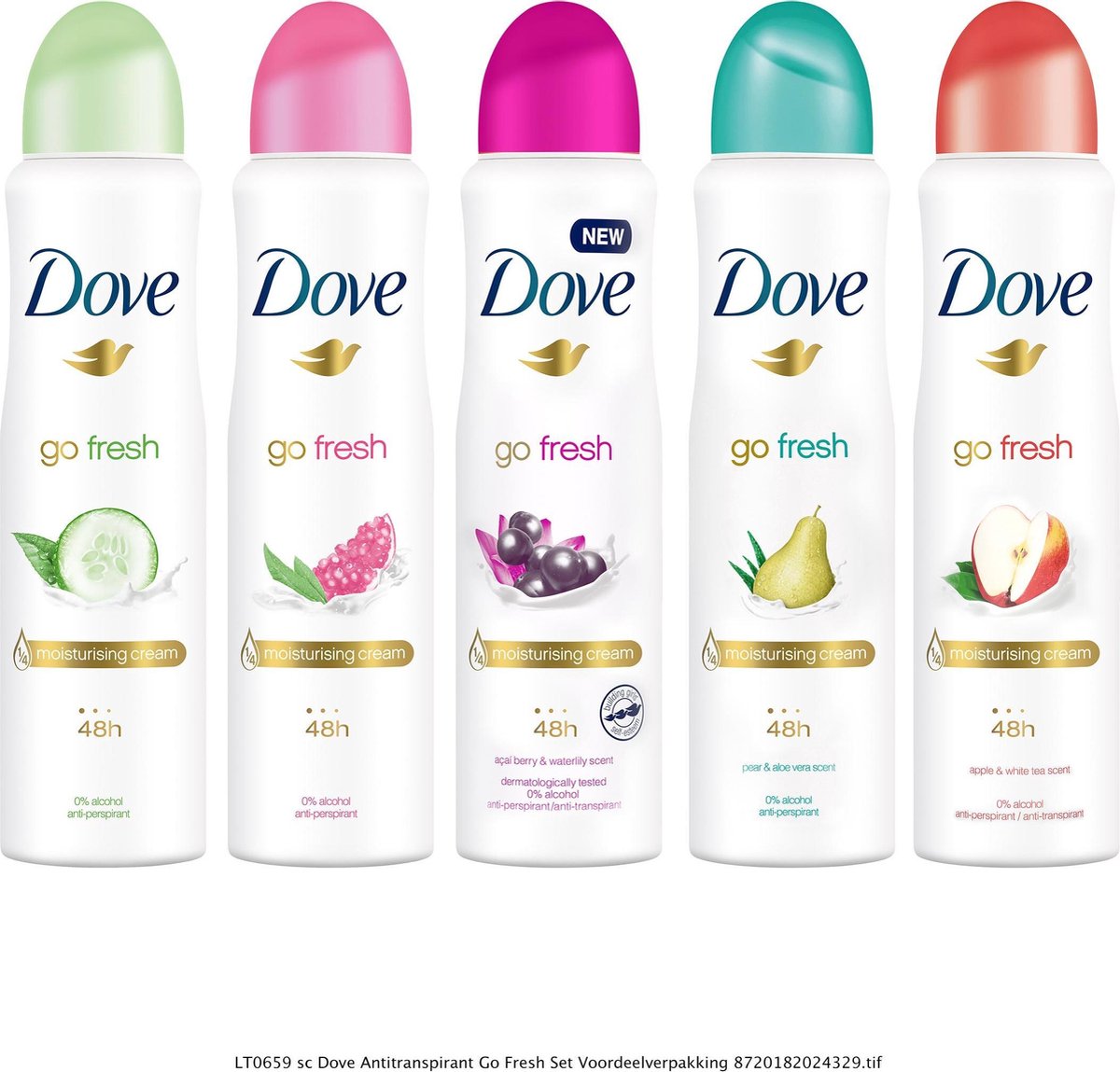 Dove Go Fresh Deodorant Antitranspirant Set 5 x 150 ml