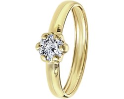 Lucardi Dames Ring met zirkonia - Ring - Cadeau - 9 Karaat - Geelgoud