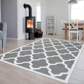 Tapiso Luxury Vloerkleed Grijs Wit Slaapkamer Woonkamer Tapijt Maat- 80x150