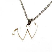 Ketting alfabet W - Zilver