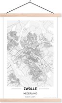 Stadskaart Zwolle textielposter latten blank - Plattegrond 120x180 cm - Foto print op schoolplaat (wanddecoratie woonkamer/slaapkamer) XXL / Groot formaat!