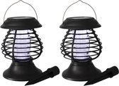 Set van 4x stuks solar tuinlampen/prikspots anti-muggenlampen op zonne-energie 22 cm - Prikspots tuinverlichting / insectenlampen