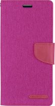 Samsung Galaxy S21 Hoesje - Mercury Canvas Diary Wallet Case - Hoesje met Pasjeshouder - Roze