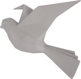 Pt, Origami Bird - Decoratief Wand Hang Beeld - Polyresin - 19x3,5x15,7cm - Mat Grijs