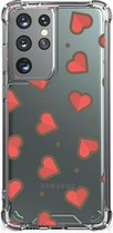 Hippe Hoesje Samsung Galaxy S21 Ultra Smartphone hoesje met doorzichtige rand Hearts