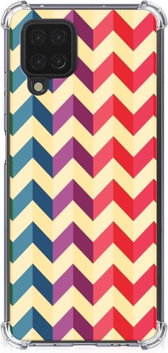 Samsung Galaxy A12 Doorzichtige Silicone Hoesje Zigzag Multi Color