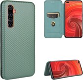 Voor OPPO Realme X50 Pro / X50 Pro 5G Koolstofvezel Textuur Magnetische Horizontale Flip TPU + PC + PU Lederen Case met Kaartsleuf (Groen)