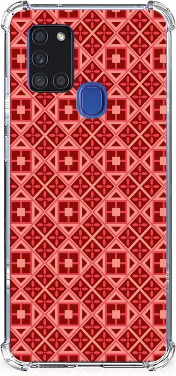Samsung Galaxy A21s Doorzichtige Silicone Hoesje Batik Rood