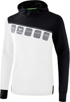 Erima Teamline 5-C Sweatshirt met Capuchon Wit-Zwart-Donkergrijs Maat L