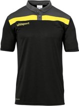 Uhlsport Offense 23 Polo Shirt Zwart-Antraciet-Limoen Geel Maat M