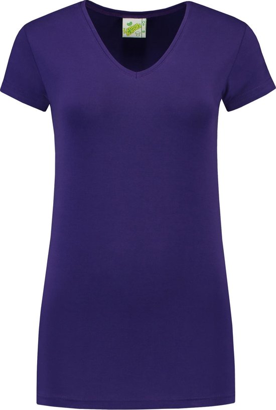 Lemon & Soda dames T-shirt met v-hals in het paars in de maat M.