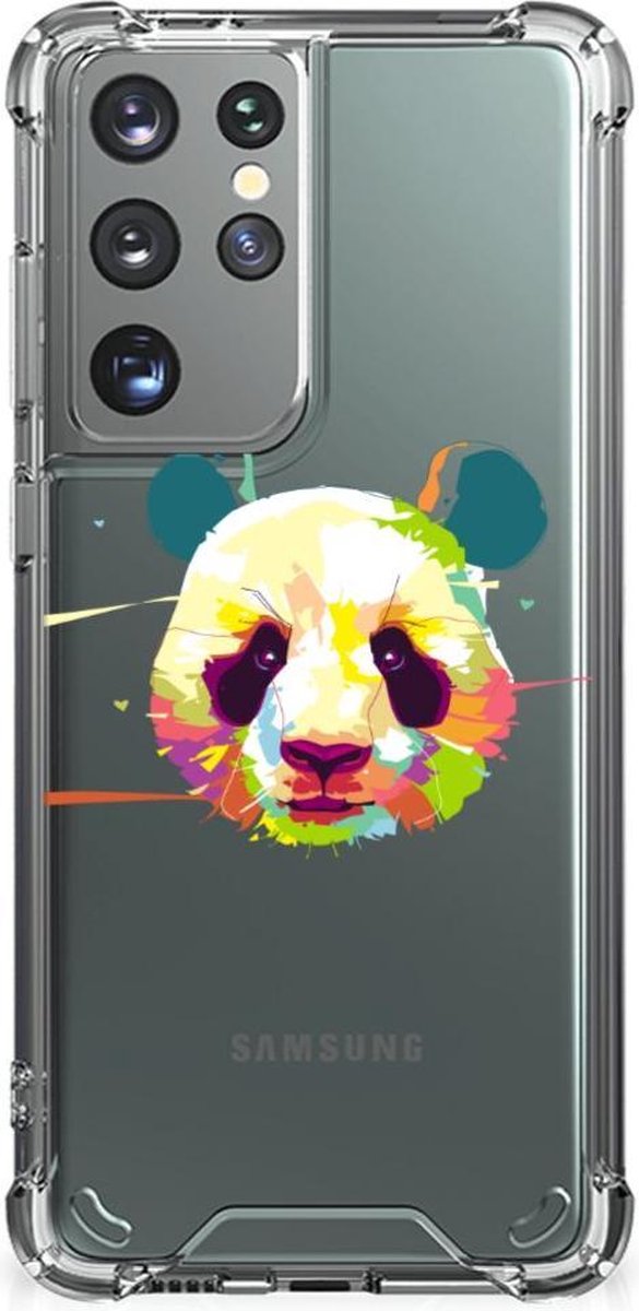 Samsung Galaxy S21 Ultra Stevig Bumper Hoesje Panda Color