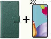 BixB Samsung A52 / A52s hoesje - Met 2x screenprotector / tempered glass - Book Case Wallet - Groen