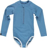 Beach & Bandits - UV Badpak voor meisjes - Ribbed - Rifblauw - maat 104-110cm