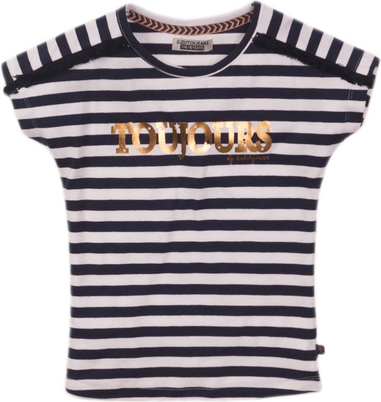 DJ Dutchjeans meisjes t-shirt Navy Stripe - Maat 116