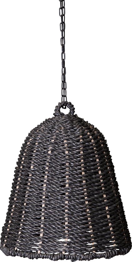 PTMD Lars zwarte hangende lampenkap van geweven zeegras maat cm: 35 35 x 50 - Zwart | bol.com