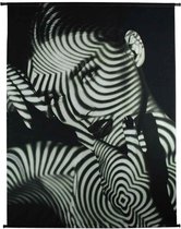 SVJ Home Decorations Ornatum Wanddecoratie Lady Stripes Velvet Black - B 140 x H 170cm - Print op fluweel - Zwart wit foto