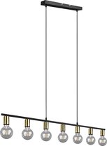 LED Hanglamp - Torna Zuncka - E27 Fitting - 7-lichts - Rechthoek - Mat Zwart/Goud - Aluminium
