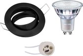 PHILIPS - LED Spot Set - MASTER 927 36D VLE - GU10 Fitting - DimTone Dimbaar - Inbouw Rond - Mat Zwart - 3.7W - Warm Wit 2200K-2700K - Kantelbaar Ø82mm