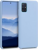 kwmobile telefoonhoesje voor Samsung Galaxy A51 - Hoesje met siliconen coating - Smartphone case in mat lichtblauw