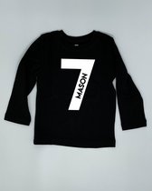 Shirt Cijfer met naam - Zwart, 86/92