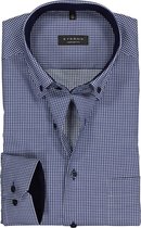 ETERNA comfort fit overhemd - twill heren overhemd - donkerblauw met wit geruit (contrast) - Strijkvrij - Boordmaat: 46