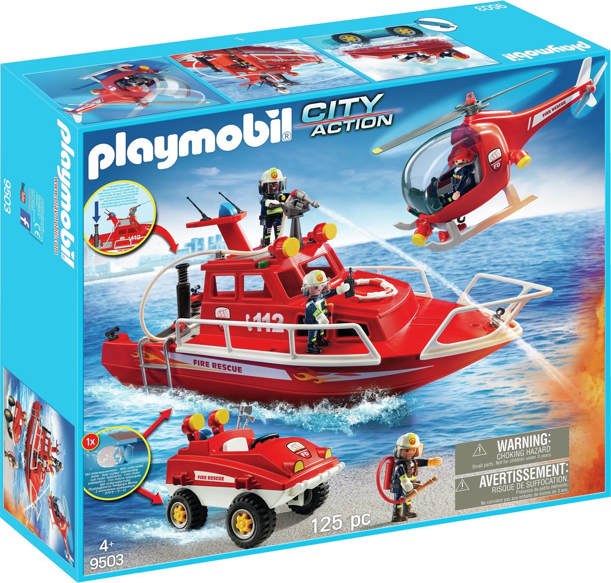 Playmobil - Bateau de sauvetage avec pompe à incendie