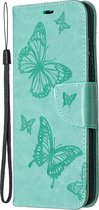 Samsung Galaxy S20 FE Hoesje - Mobigear - Butterfly Serie - Kunstlederen Bookcase - Turquoise - Hoesje Geschikt Voor Samsung Galaxy S20 FE