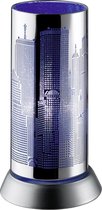 LED Tafellamp - Torna Cotin - E14 Fitting - Rond - Blauw Licht - Mat Chroom - Aluminium