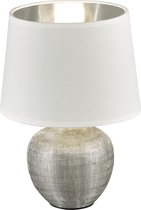 LED Tafellamp - Tafelverlichting - Torna Lunola - E14 Fitting - Rond - Mat Zilver - Keramiek