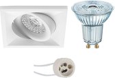 OSRAM - LED Spot Set - Parathom PAR16 927 36D - Proma Qiundo Pro - GU10 Fitting - Dimbaar - Inbouw Vierkant - Mat Wit - 5.5W - Warm Wit 2700K - Kantelbaar - 80mm