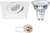 PHILIPS - LED Spot Set - SceneSwitch 827 36D - Proma Nivas Pro - GU10 Fitting - Dimbaar - Inbouw Vierkant - Mat Wit - 1.5W-5W - Warm Wit 2200K-2700K - Trimless - Kantelbaar - 150mm