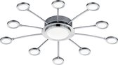 LED Plafondlamp - Torna Bodrina - 20W + 6W - 11-lichts - Aanpasbare Kleur - Dimbaar - Afstandsbediening - Rond - Mat Chroom - Aluminium