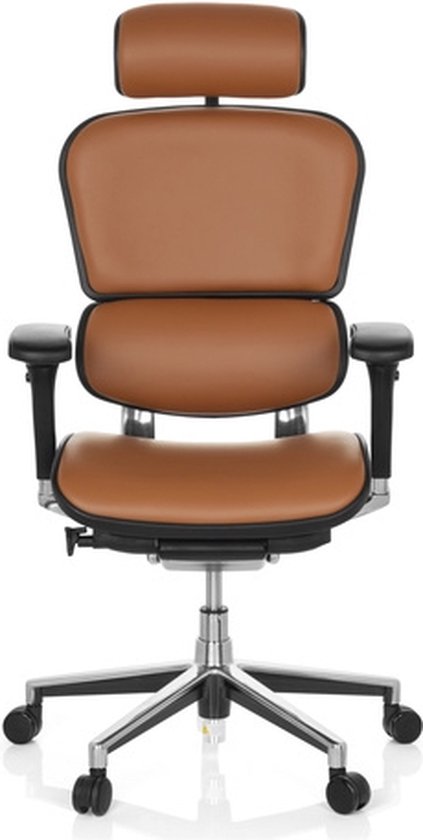 hjh office Ergohuman - Chaise de bureau - Chaise de direction - Cuir - Marron