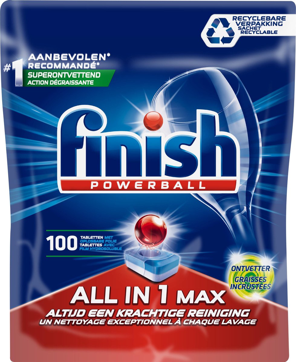 Finish All in 1 Max Ontvetter Vaatwastabletten - Kwartaal Pak - 100 Stuks op De Prijzenvolger
