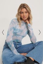 Isha x Nakd dip dye mesh top licht blauw - XS, blauw