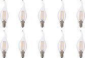 LED Lamp 10 Pack - Kaarslamp - Filament Flame - E14 Fitting - 4W - Warm Wit 2700K