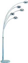 LED Vloerlamp - Trinon Fanon - E14 Fitting - 5-lichts - Rond - Glans Chroom - Aluminium
