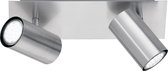 LED Plafondspot - Trinon Mary - GU10 Fitting - 2-lichts - Rechthoek - Mat Nikkel - Aluminium