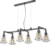 LED Hanglamp - Trinon Githa - E27 Fitting - 6-lichts - Rechthoek - Antiek Zilver - Aluminium