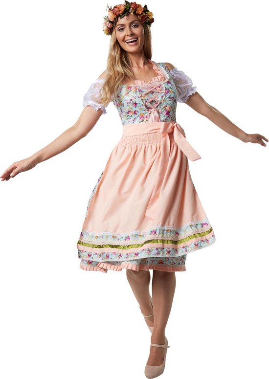 dressforfun - Midi-dirndl Erding model 1 L - verkleedkleding kostuum halloween verkleden feestkleding carnavalskleding carnaval feestkledij partykleding - 302902