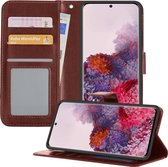 Hoesje Geschikt voor Samsung S20 Ultra Hoesje Book Case Hoes Wallet Cover - Hoes Geschikt voor Samsung Galaxy S20 Ultra Hoesje Bookcase Hoes - Bruin